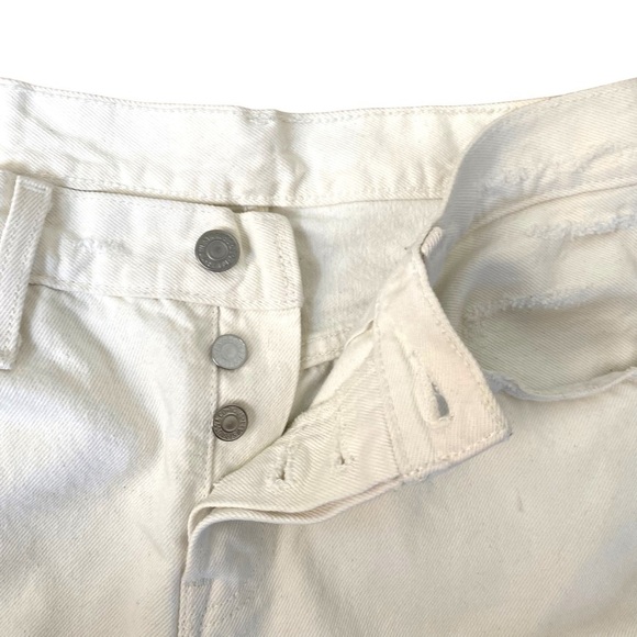 LEVI'S 501 Original Fit White Distressed Straight Leg Jeans - Picture 11 of 15